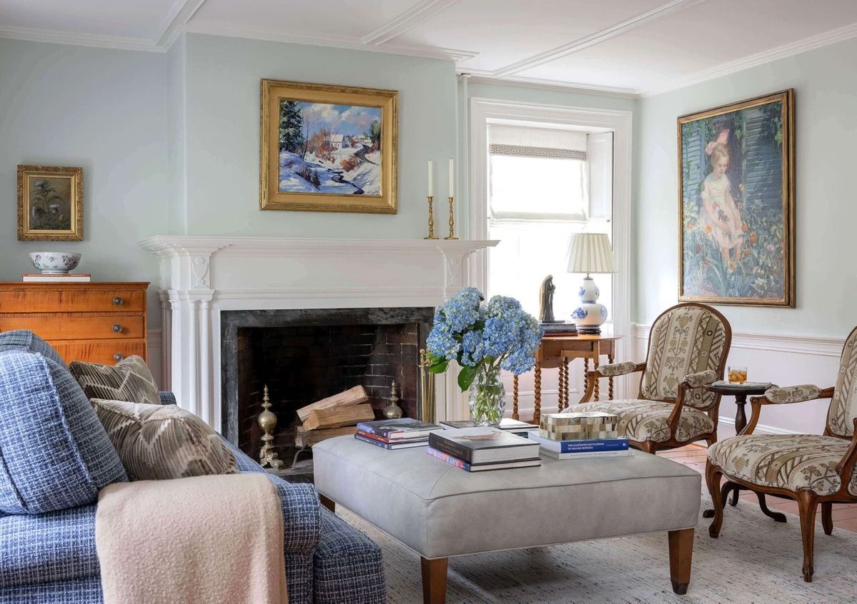 Formal living room with fireplace