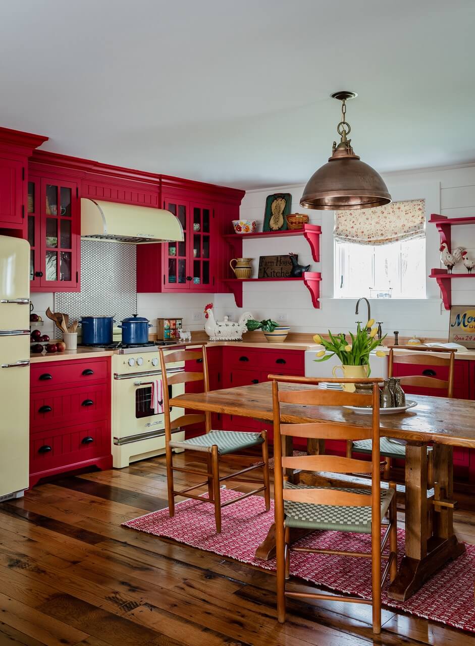 Guest house retro kitchen with yellow appliances