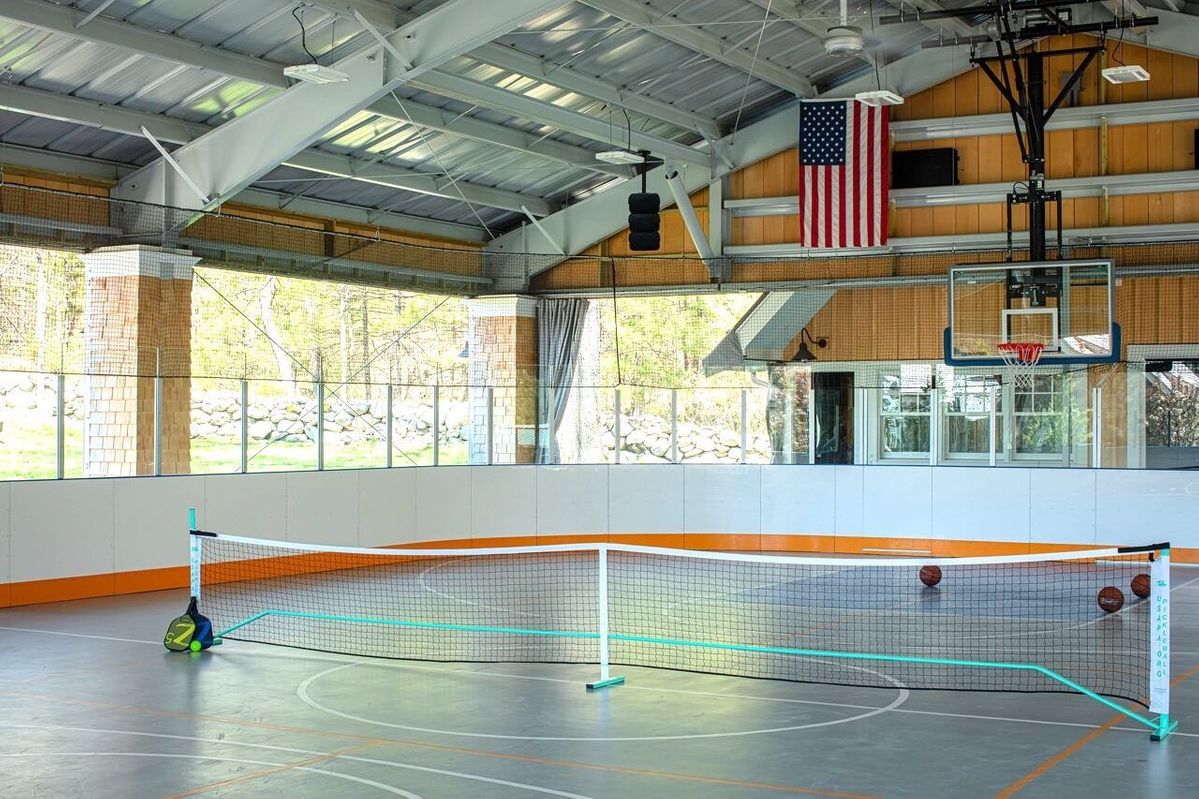 Sport court with American flag