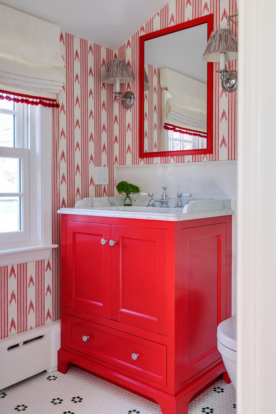 Beverly Farms Red Bathroom Detail photo by Greg Premru 1038-2 Web