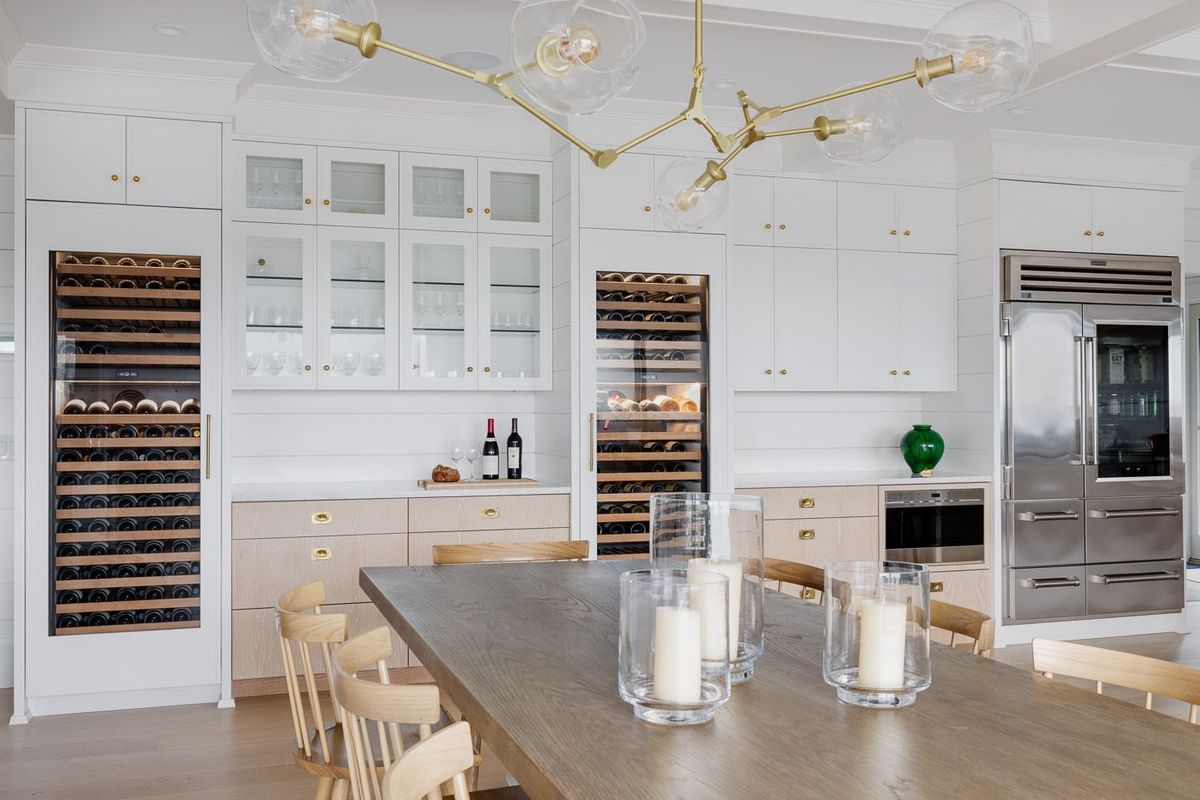 Kitchen wall with two column wine refrigerators