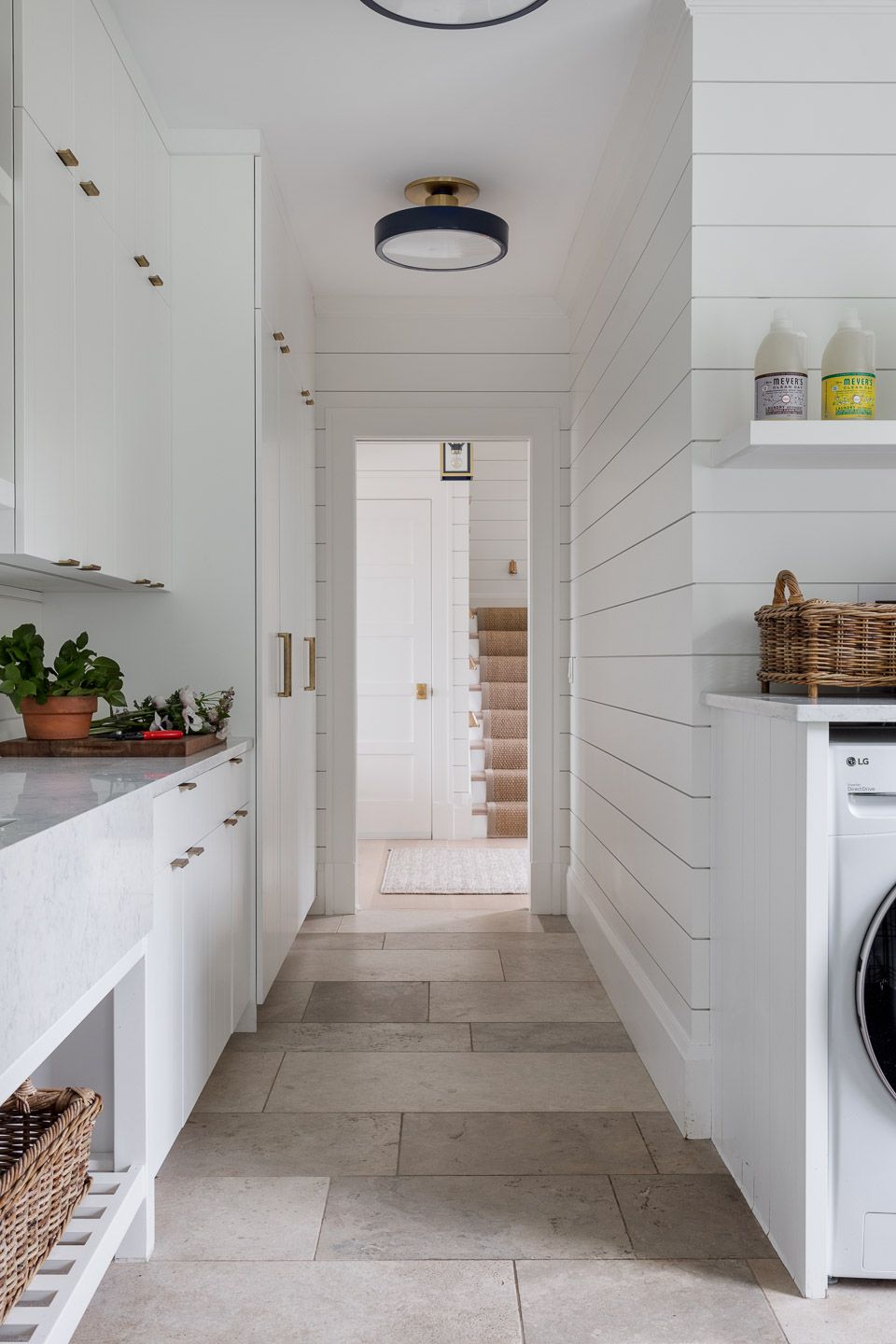 Laundry room with view to front hall
