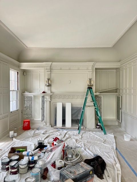 Painting in progress in the Back Parlor