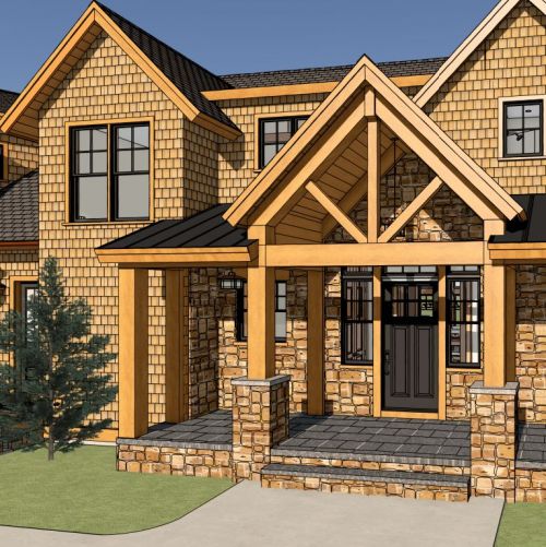 Rendering of Ski House exterior elevation