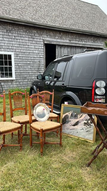 Auction antiques outside of barn