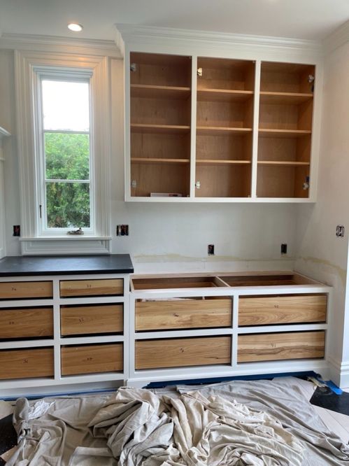 Kitchen cabinets with doors removed
