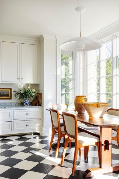 Well lit dining room