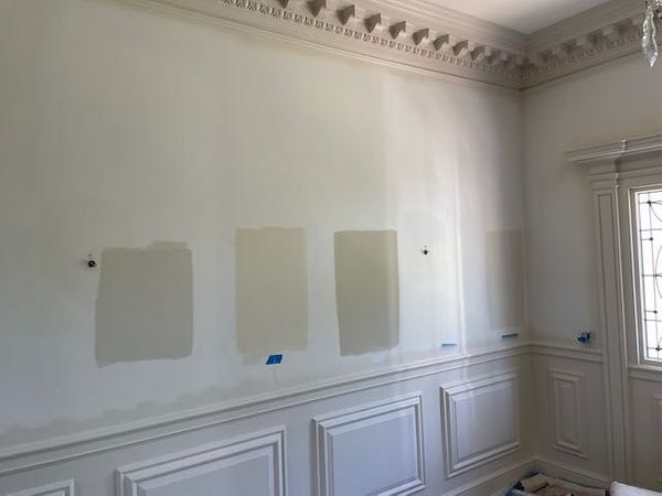 Paint samples painted on white wall