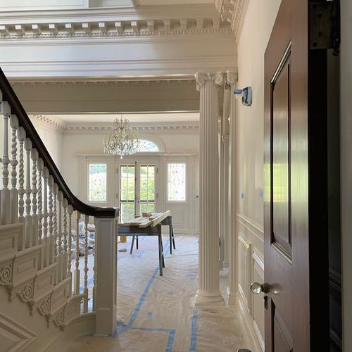 Painting underway in front hall