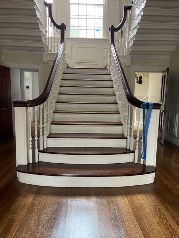 Floor and stair treads newly stained