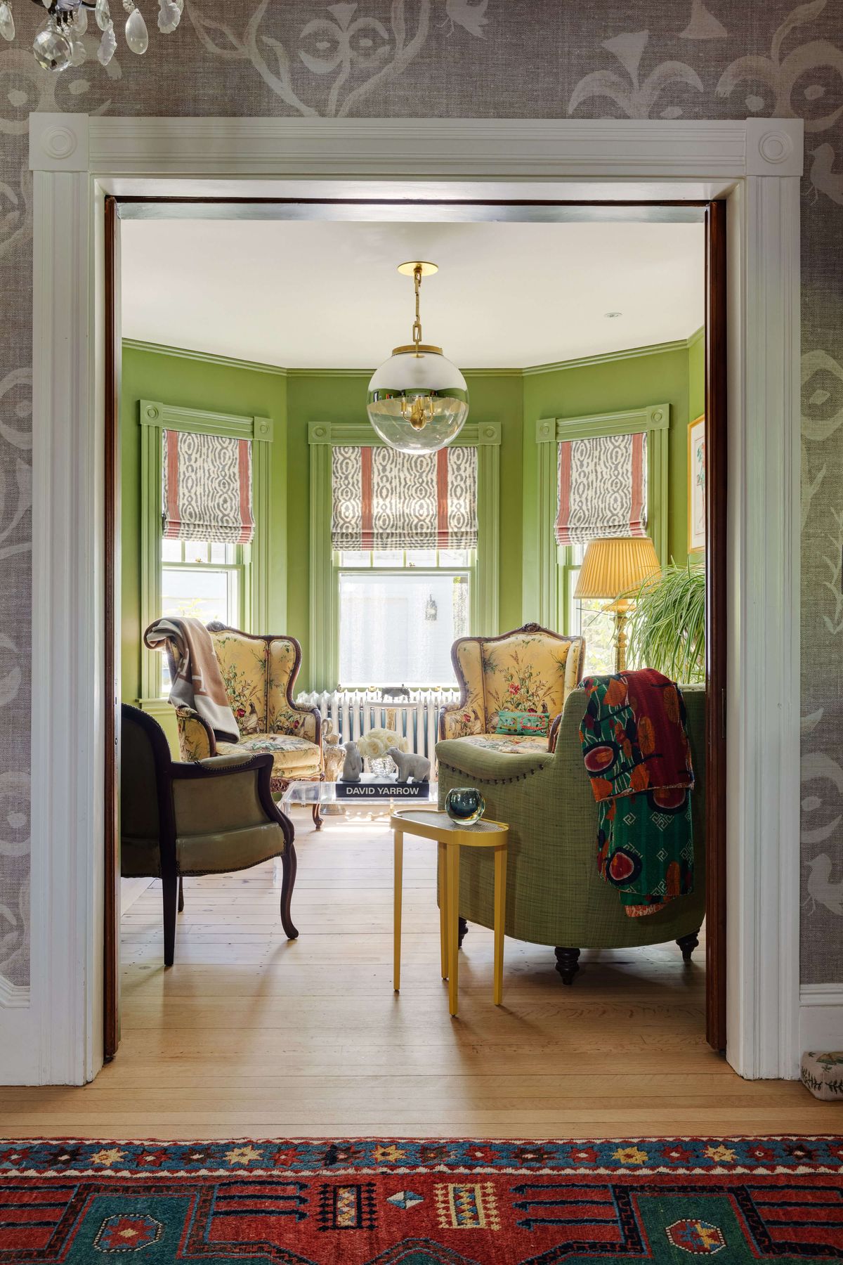 Living Room with green walls