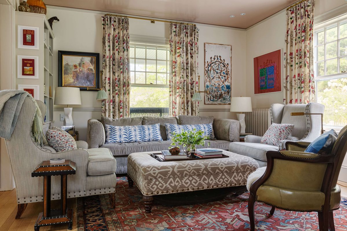 Family Room with artfully mixed textiles