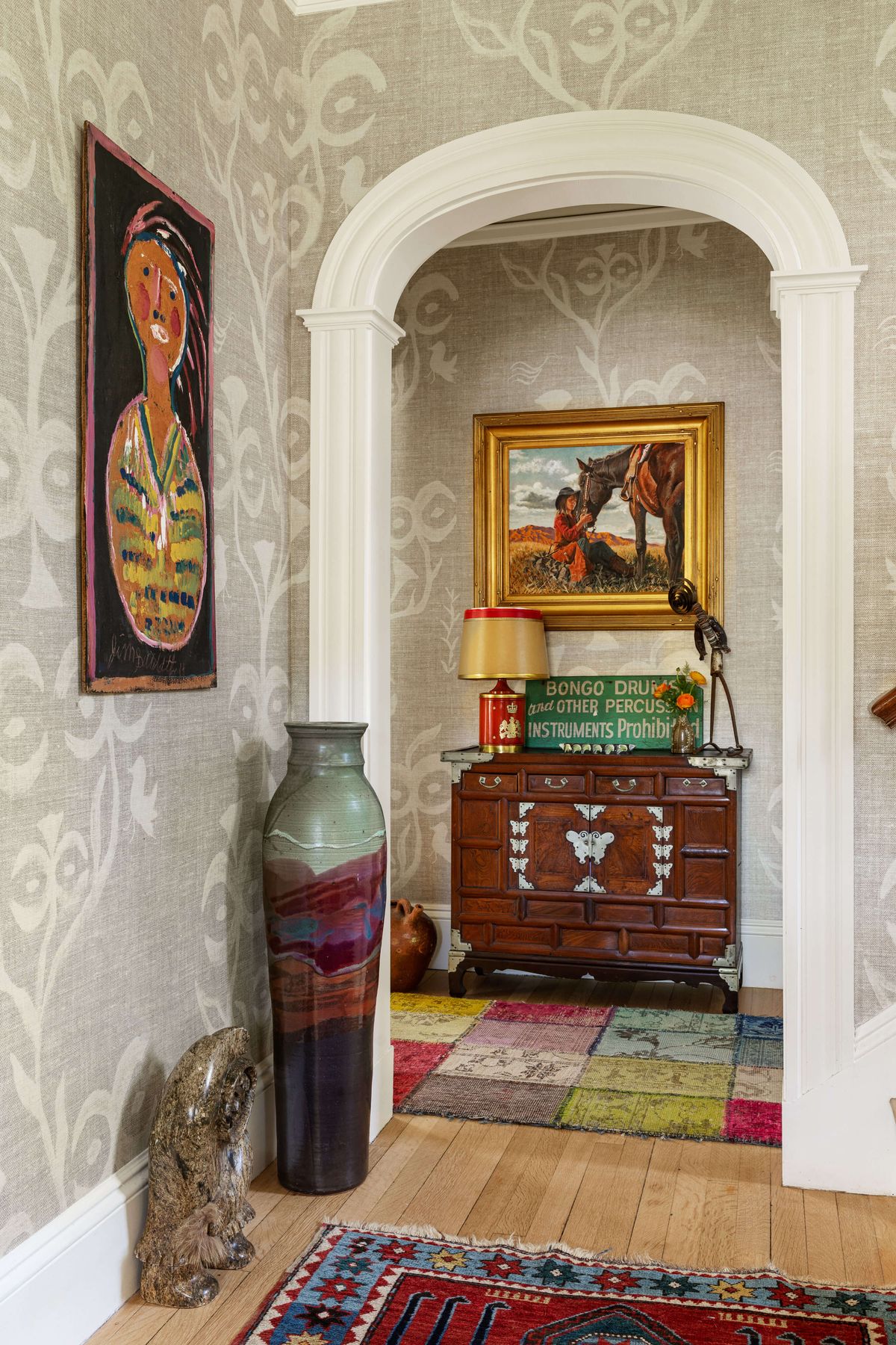 Main Hall with campaign chest red lamp pottery and art