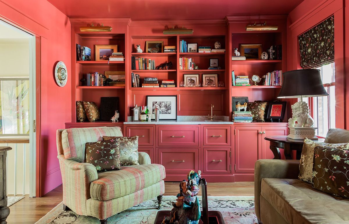 10 7 Charlestown Townhouse Red Libary Wet Bar photo by Michael J. Lee